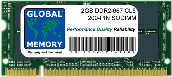 2GB DDR2 667MHz PC2-5300 200-PIN SODIMM MEMORY RAM FOR PACKARD BELL LAPTOPS/NOTEBOOKS